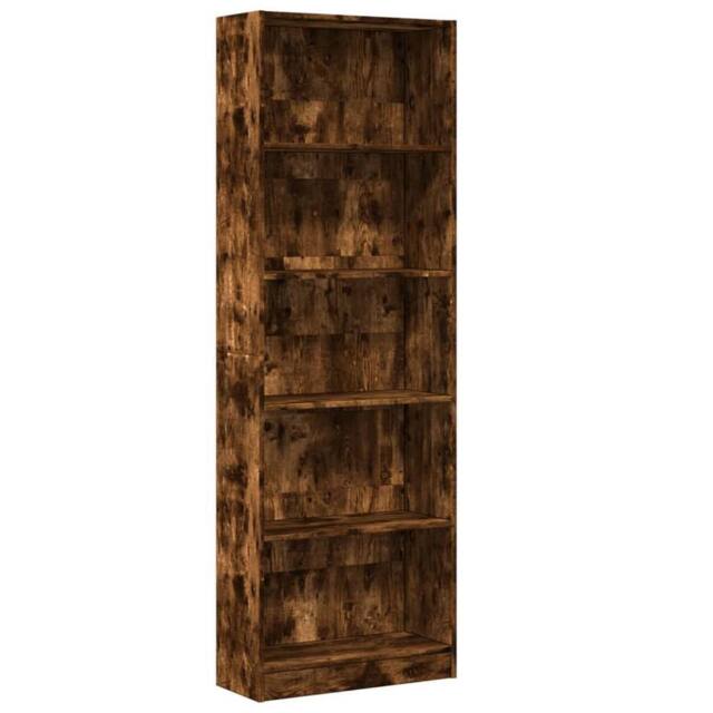 Berkfield Home Bookcase Smoked Oak 60x24x176 cm Engineered Wood in Brown - Size: 60 x 24 x 176 cm - image 1