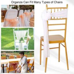 VOGREX Baby Blue 25pcs Organza Sashes Chair Cover Fuller Bow Ribbon - thumbnail 3