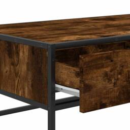 Berkfield Home Durable Coffee Table Smoked Oak 100x50x35 cm Engineered Wood & Metal in Brown - Size: 100 x 50 x 35 cm - thumbnail 9