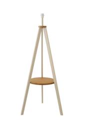 ValueLights Morrigan Free Standing Wooden Tripod Shelved Floor Lamp Base in Cream - thumbnail 5