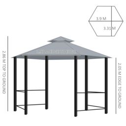 OUTSUNNY Gazebo Canopy 2 Tier Patio Shelter Steel for Garden in Grey - thumbnail 3