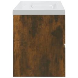 Berkfield Home Sink Cabinet with Built-in Basin Smoked Oak Engineered Wood in Brown - thumbnail 4
