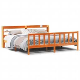 Berkfield Home Beautiful Bed Frame with Headboard Frame Wax Brown 180x200 cm Sup - Size: Super King - thumbnail 3