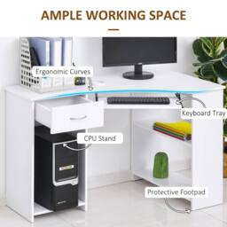 Wyld Haus Bavise 120cm White L Shaped Corner Desk with Keyboard Tray & Storage - thumbnail 6