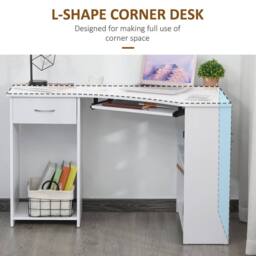 Wyld Haus Bavise 120cm White L Shaped Corner Desk with Keyboard Tray & Storage - thumbnail 5