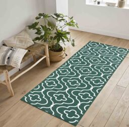 Desire Rugs Anti-Slip Quatrefoil Design Doormat - Machine Washable for Easy Care in Emerald - Size: 40 cm x 60 cm - thumbnail 4
