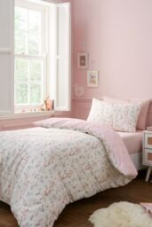 Belle & Boo 'Ballerina' Reversible Cotton Duvet Cover Set in Pink - Size: Junior