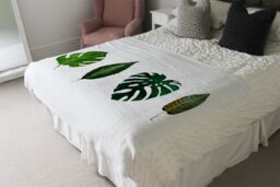 Benjamin Tate Design leaves selections Designer Blanket in Natural - Size: 120 cm x 150 cm - thumbnail 4
