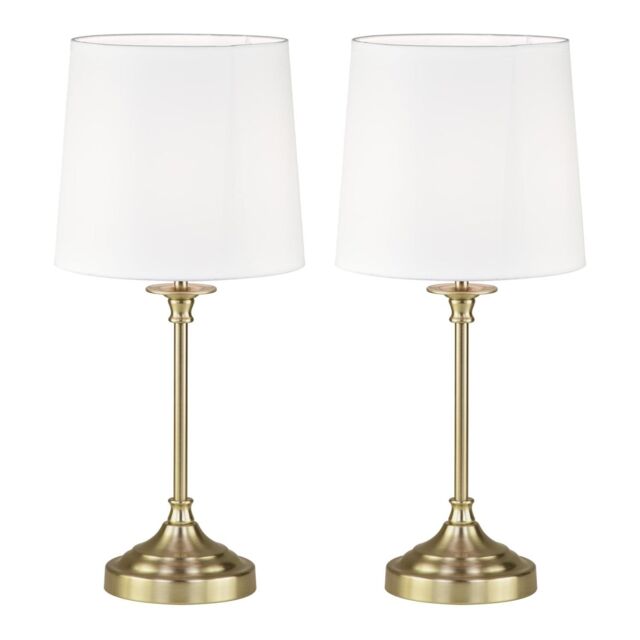 First Choice Lighting Set of 2 Chester - Antique Brass Lamps in Gold - image 1