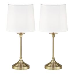 First Choice Lighting Set of 2 Chester - Antique Brass Lamps in Gold