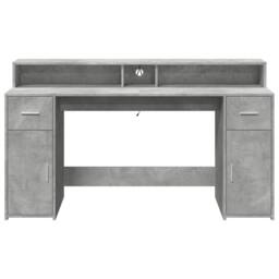 Berkfield Home Desk with LED Lights Concrete Grey 160x55x91 cm Engineered Wood - Size: 160 x 55 x 91 cm - thumbnail 6