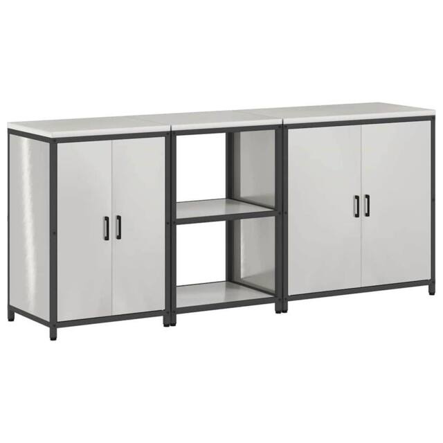 Berkfield Home with Shelf Other with Storage with Door 3 pcs Stainless steel in Silver - image 1