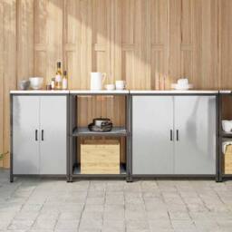 Berkfield Home with Shelf Other with Storage with Door 3 pcs Stainless steel in Silver - thumbnail 2