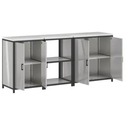 Berkfield Home with Shelf Other with Storage with Door 3 pcs Stainless steel in Silver - thumbnail 9