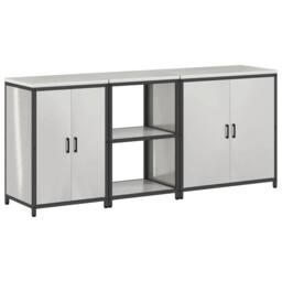 Berkfield Home with Shelf Other with Storage with Door 3 pcs Stainless steel in Silver - thumbnail 1