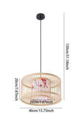 Woven Bamboo Hanging Lamp in White - thumbnail 4