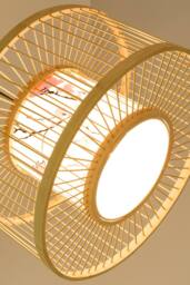 Woven Bamboo Hanging Lamp in White - thumbnail 2