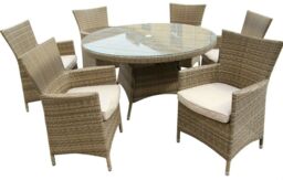 FURNITURE ONE Men's 7 Pieces Patio Outdoor Round Table Dining Sets ALUMINUM FRAME in Grey - thumbnail 4