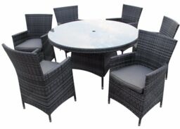 FURNITURE ONE Men's 7 Pieces Patio Outdoor Round Table Dining Sets ALUMINUM FRAME in Grey - thumbnail 1
