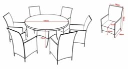 FURNITURE ONE Men's 7 Pieces Patio Outdoor Round Table Dining Sets ALUMINUM FRAME in Grey - thumbnail 2