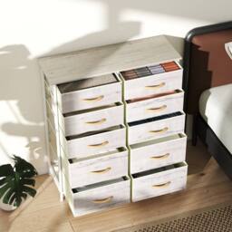 STILVORA Chest of 10 Fabric Drawers with Storage Pockets in Natural - thumbnail 2