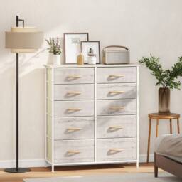 STILVORA Chest of 10 Fabric Drawers with Storage Pockets in Natural