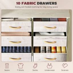 STILVORA Chest of 10 Fabric Drawers with Storage Pockets in Natural - thumbnail 5