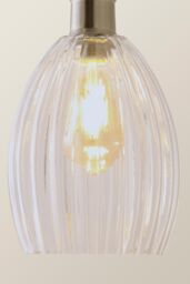 ValueLights Cheltenham Clear Ribbed Glass Dome 3 Drop Bar Diner Ceiling Light in Silver - thumbnail 4