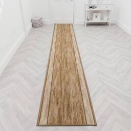 runrug Hallway Runner Rug - Non-Slip, Hardwearing, 5.4mm - 'Rama' in Beige - Size: 66 cm x 390 cm - thumbnail 7