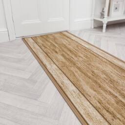 runrug Hallway Runner Rug - Non-Slip, Hardwearing, 5.4mm - 'Rama' in Beige - Size: 66 cm x 390 cm - thumbnail 1