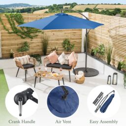 Christow Banana Parasol 3m Large Garden Umbrella Crank Handle Grey Navy Cream Taupe - thumbnail 3