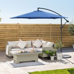 Christow Banana Parasol 3m Large Garden Umbrella Crank Handle Grey Navy Cream Taupe - thumbnail 2