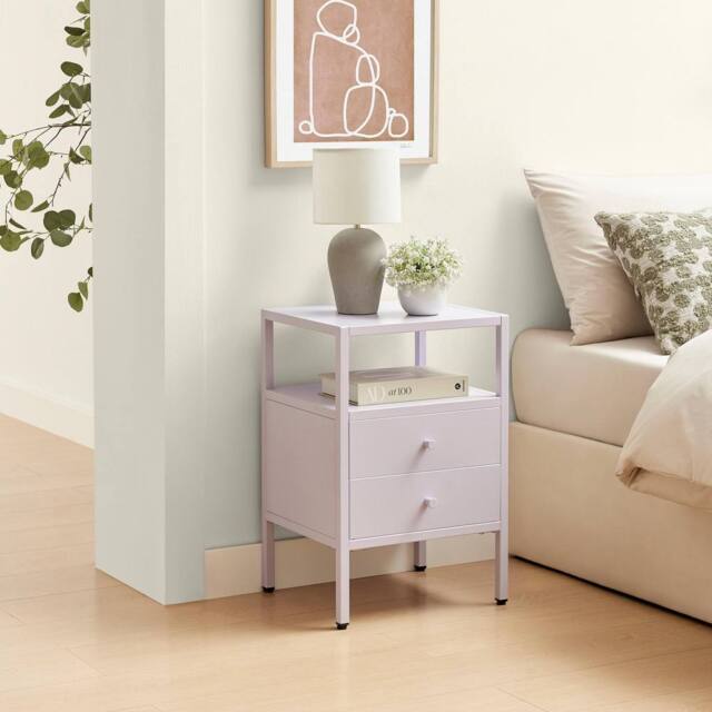 FurnitureboxUK Lykke Metal Storage Bedside Table in Lilac - image 1