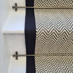 RainbowHome Herringbone Java Stair Runner With 100% Cotton Black Border in Stone - Size: 50 cm x 600 cm - thumbnail 2