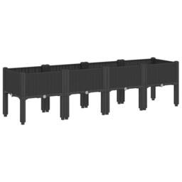 Berkfield Home Garden Planter with Legs Black 160x40x42 cm PP - Size: 160 x 40 x 42 cm - thumbnail 2