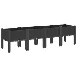 Berkfield Home Garden Planter with Legs Black 160x40x42 cm PP - Size: 160 x 40 x 42 cm - thumbnail 5