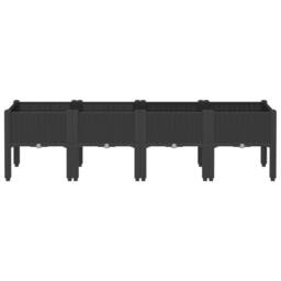 Berkfield Home Garden Planter with Legs Black 160x40x42 cm PP - Size: 160 x 40 x 42 cm - thumbnail 3