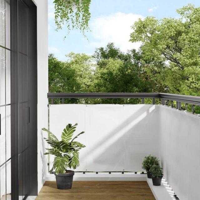 Berkfield Home Balcony Screen White 90x1000 cm 100% Polyester Oxford - image 1