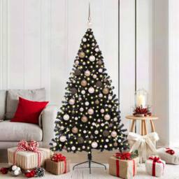Berkfield Home Artificial Pre-lit Christmas Tree Black 180 cm PVC
