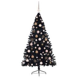Berkfield Home Artificial Pre-lit Christmas Tree Black 180 cm PVC - thumbnail 4