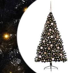 Berkfield Home Artificial Pre-lit Christmas Tree Black 180 cm PVC - thumbnail 2