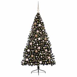 Berkfield Home Artificial Pre-lit Christmas Tree Black 180 cm PVC - thumbnail 3