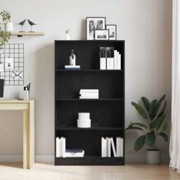 Berkfield Home 4-Tier Bookcase Black Oak 80x24x143 cm Engineered Wood - Size: 80 x 24 x 143 cm - thumbnail 3