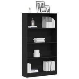 Berkfield Home 4-Tier Bookcase Black Oak 80x24x143 cm Engineered Wood - Size: 80 x 24 x 143 cm - thumbnail 4