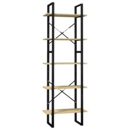 Berkfield Home 5-Tier Book Cabinet 60x30x175 cm Pinewood in Brown - Size: 60 x 30 x 175 cm - thumbnail 2
