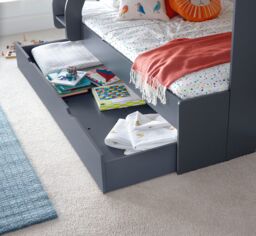 Bedmaster Oliver Triple Sleeper Storage Bunk Bed With Drawer With Spring Mattresses in Dark Grey - Size: Small Double - thumbnail 9