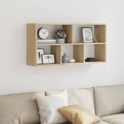 Berkfield Home Wall Shelf Sonoma Oak 100x25x50 cm Engineered Wood in Brown - Size: 100 x 25 x 50 cm - thumbnail 3