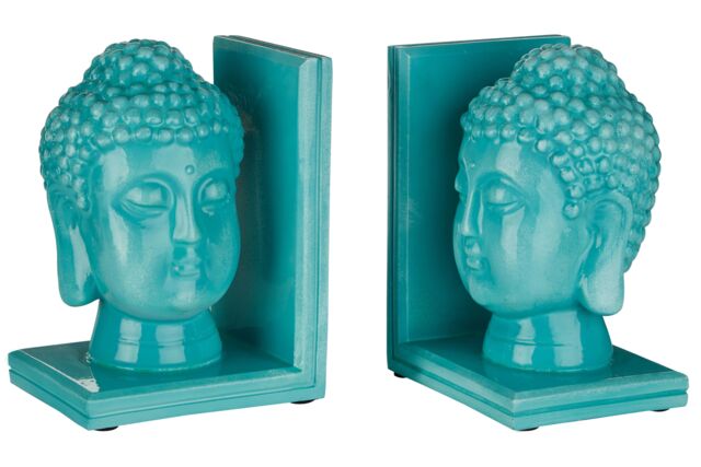 Orsina Piper Set of 2 Buddha Head Bookends in Turquoise - image 1