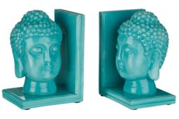 Orsina Piper Set of 2 Buddha Head Bookends in Turquoise - thumbnail 2