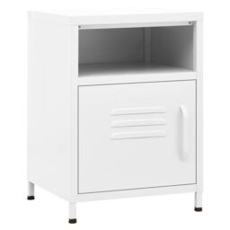Berkfield Home Nightstand White 35x35x51 cm Steel - Size: 35 x 35 x 51 cm - thumbnail 2